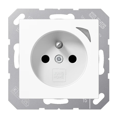 JUNG HOME socket, French/Belgian system, Safety Plus, white