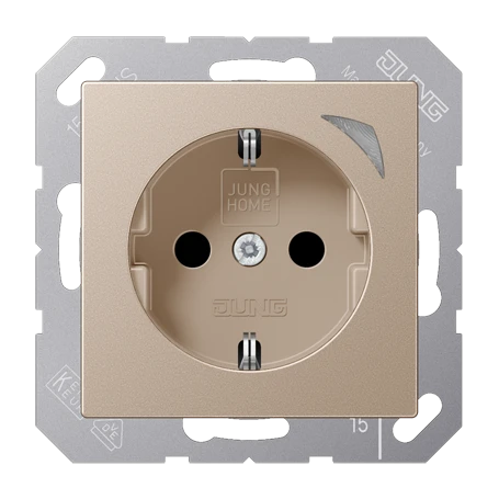 JUNG HOME wandcontactdoos met randaarde, Safety Plus, champagne