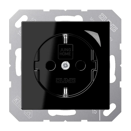 JUNG HOME wandcontactdoos met randaarde, Safety Plus, zwart