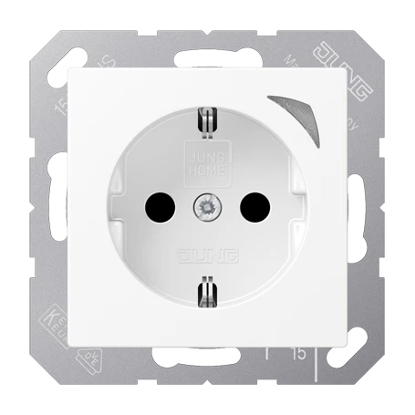JUNG HOME wandcontactdoos met randaarde, Safety Plus, sneeuwwit mat