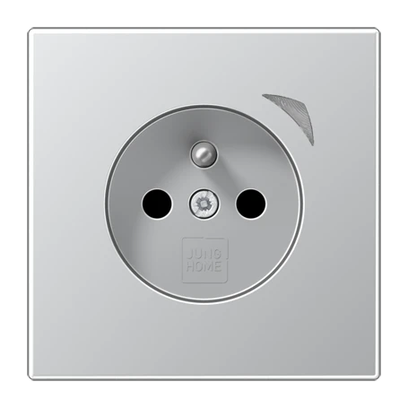 Prise JUNG HOME, système français et belge, Safety Plus, Aluminium