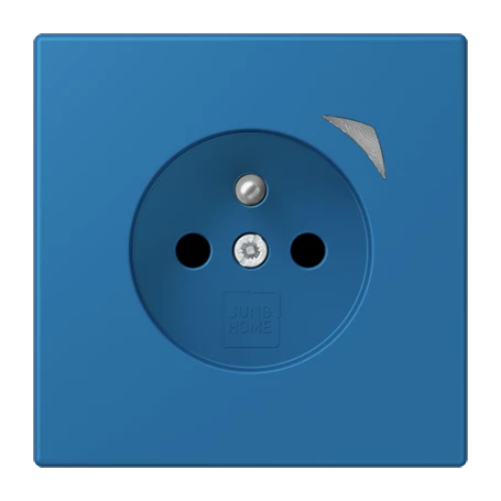 Prise JUNG HOME, système français et belge, Safety Plus, bleu céruléen 31