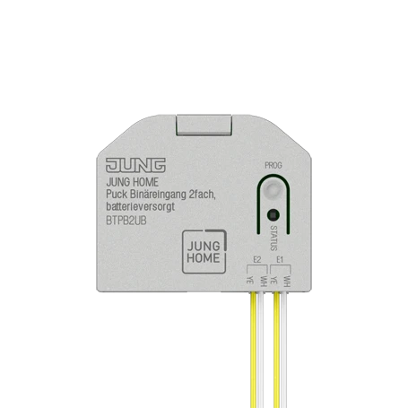 Entrada binaria JUNG HOME Puck 2 fases, funciona con pilas