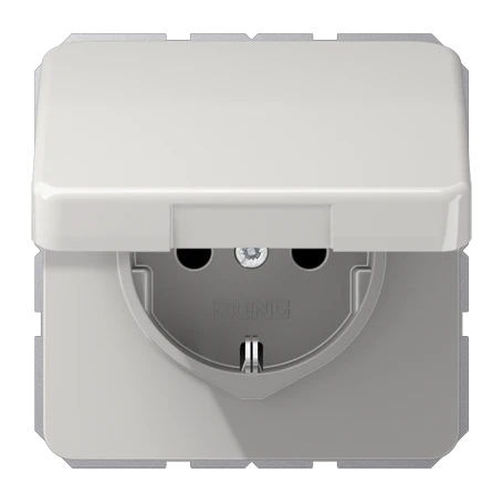 SCHUKO® socket, Safety Plus, thermoplastic, light grey