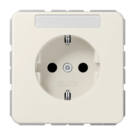 SCHUKO® socket, Safety Plus, with inscription field, thermoplastic, ivory