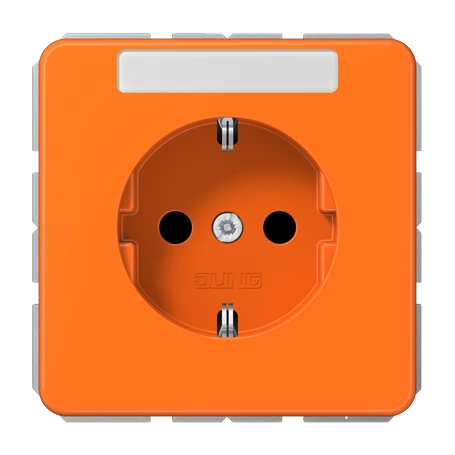 SCHUKO® socket, Safety Plus, with inscription field, thermoplastic, orange