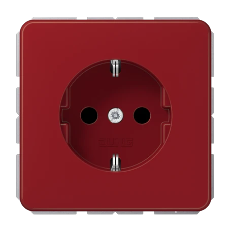 SCHUKO® socket, Safety Plus, thermoplastic, red