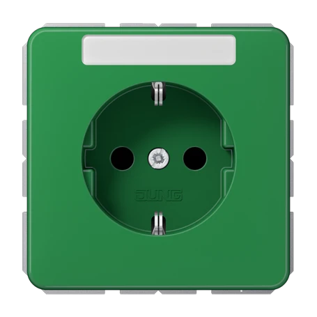 SCHUKO®-Steckdose, mit Schriftfeld, Thermoplast, grün (für SV)