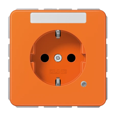 SCHUKO® socket, Safety Plus, with pilot light, with inscription field, thermoplastic, orange