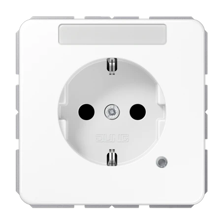SCHUKO® socket, Safety Plus, with pilot light, with inscription field, thermoplastic, white