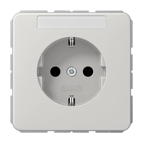 SCHUKO®-Steckdose, mit Schriftfeld, Thermoplast, lichtgrau