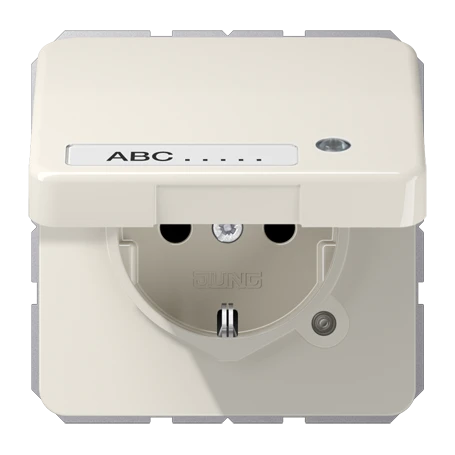 SCHUKO® socket, Safety Plus, with pilot light, with inscription field, thermoplastic, ivory