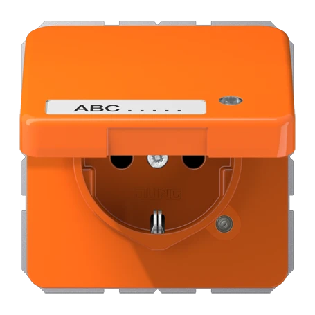 SCHUKO® socket, Safety Plus, with pilot light, with inscription field, thermoplastic, orange