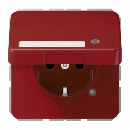 SCHUKO® socket, Safety Plus, with pilot light, with inscription field, thermoplastic, red