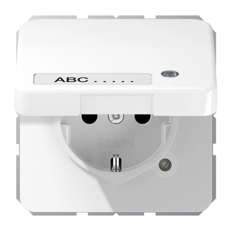 SCHUKO® socket, Safety Plus, with pilot light, with inscription field, thermoplastic, white