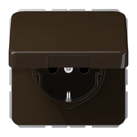 SCHUKO® socket, screw terminals, thermoplastic, brown