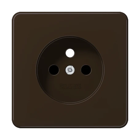 Afdekking voor contactdoos basiselement, Frans/Belgisch systeem, Safety Plus, duroplast, bruin