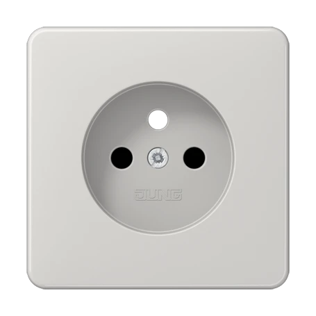 Afdekking voor contactdoos basiselement, Frans/Belgisch systeem, Safety Plus, duroplast, lichtgrijs