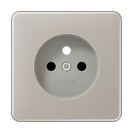 Afdekking voor contactdoos basiselement, Frans/Belgisch systeem, Safety Plus, geanodiseerd aluminium, platina