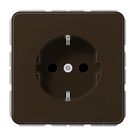 Tomada SCHUKO®, screw terminals, Safety Plus, Duroplástico, castanho