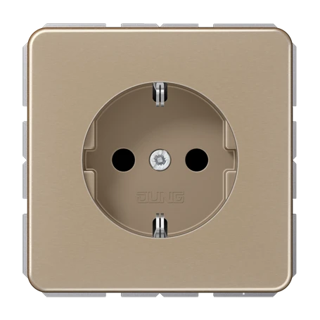 Wandcontactdoos met randaarde, schroefklemmen, Safety Plus, geanodiseerd aluminium, goud-brons