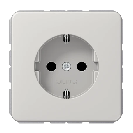 Wandcontactdoos met randaarde, schroefklemmen, Safety Plus, duroplast, lichtgrijs
