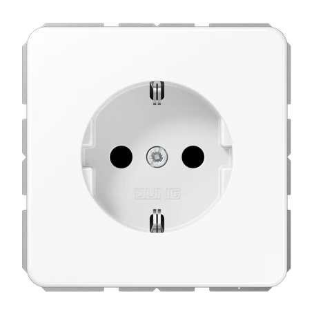 Wandcontactdoos met randaarde, schroefklemmen, Safety Plus, duroplast, alpine wit