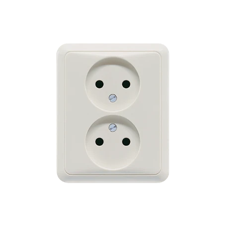 2-voudige wandcontactdoos zonder beschermingscontact, duroplast, lichtgrijs