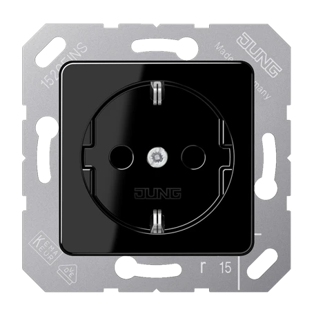 SCHUKO® socket, thermoplastic, black