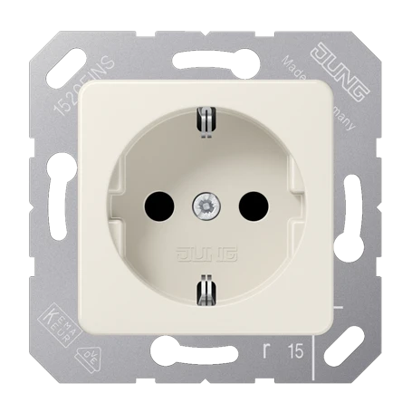 Wandcontactdoos met randaarde, thermoplast, wit