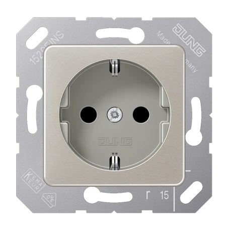 Wandcontactdoos met randaarde, thermoplast gelakt, platina-grijs