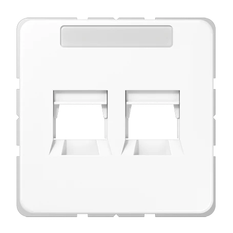 Centre plate (snap-on fixing) for modular jack sockets, 2-gang
