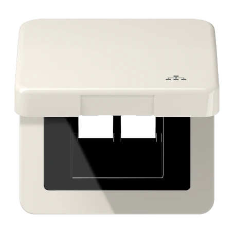 Hinged lid, including centre plate, with symbol "LAN", ivory