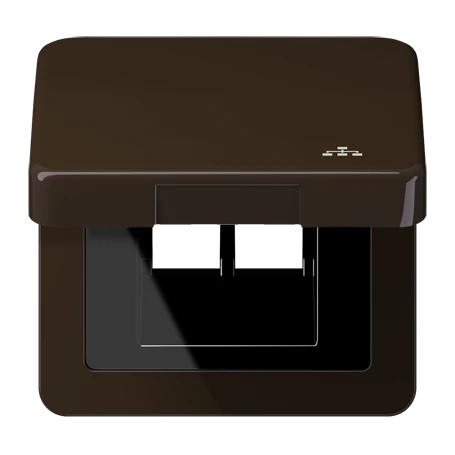 Hinged lid, including centre plate, with symbol "LAN", brown