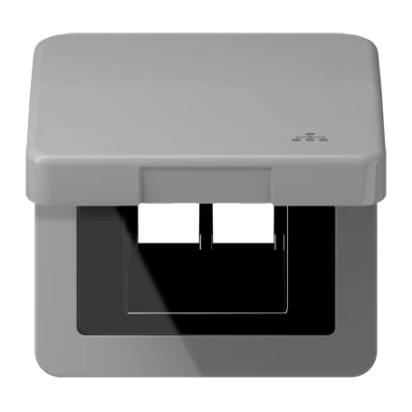 Hinged lid, including centre plate, with symbol "LAN", grey
