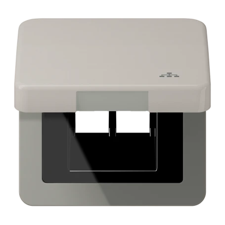 Hinged lid, including centre plate, with symbol "LAN", platinum