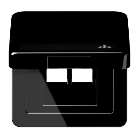 Hinged lid, including centre plate, with symbol "LAN", black