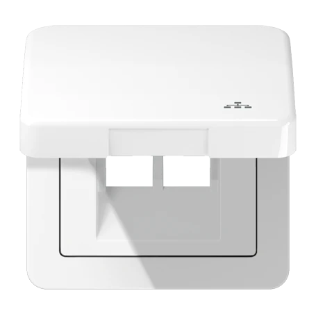 Klappdeckel, inklusive Zentralplatte, mit Symbol LAN, Thermoplast, alpinweiß