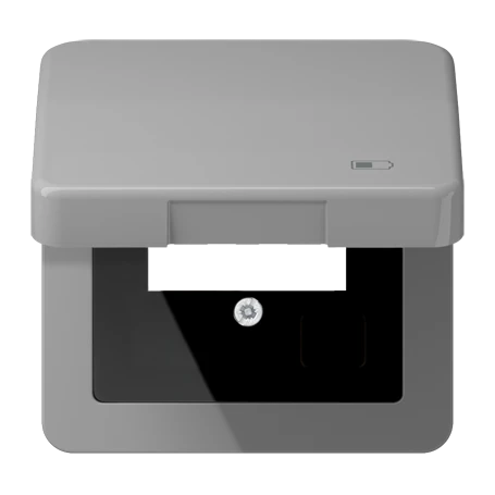 Hinged lid, including centre plate, symbol "charger", grey