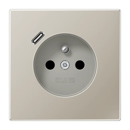 Prise, système français et belge avec chargeur USB (JUNG Quick Charge®), Safety Plus, Métal INOX