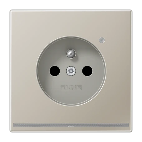 Prise, système français et belge avec signalisation LED éclairage d’orientation LED , Safety Plus, thermoplastique laqué, Métal INOX