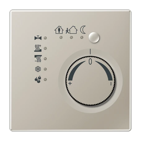 KNX room temperature controller, with integrated push-button interface 4-gang, stainless steel