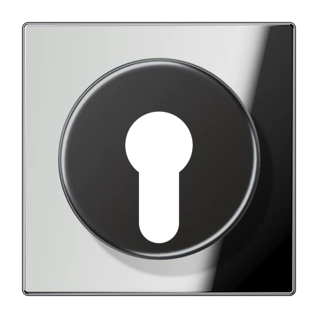 Centre plate, for key switch with protection against dismounting, chrome