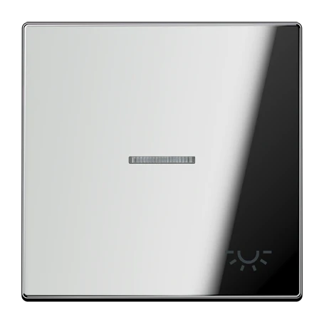 Schakelwip 1-voudig, Symbool "licht", met lens, glanzend chroom