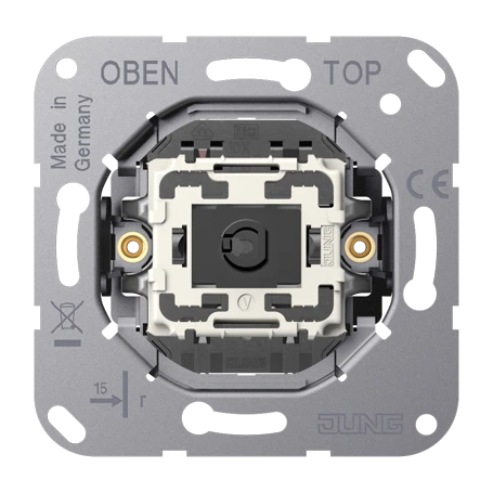 1-gang toggle push-button insert, 1-pole, 2-way with terminal for N conductor, 10 A 250 V ~