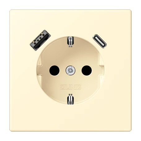 SCHUKO® socket with USB charger, Safety Plus, thermoplastic lacquered, blanc (32001)