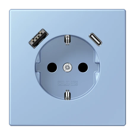 SCHUKO® socket with USB charger, Safety Plus, thermoplastic lacquered, outremer moyen