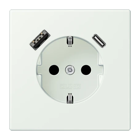 SCHUKO® socket with USB charger, Safety Plus, thermoplastic lacquered, outremer gris