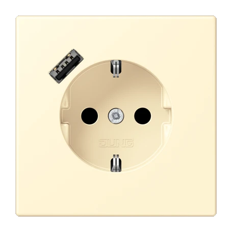 SCHUKO® socket with USB charger, Safety Plus, thermoplastic lacquered, blanc (32001)