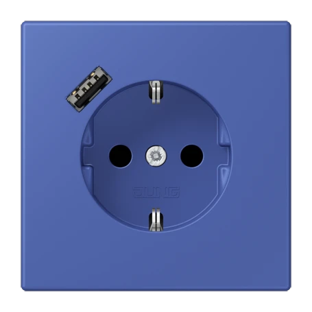 SCHUKO® socket with USB charger, Safety Plus, thermoplastic lacquered, bleu outremer 31